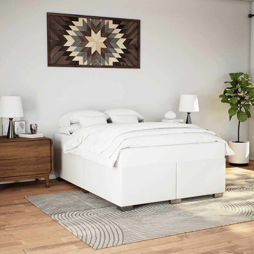 vidaXL Bed Frame without Mattress White Full Faux Leather