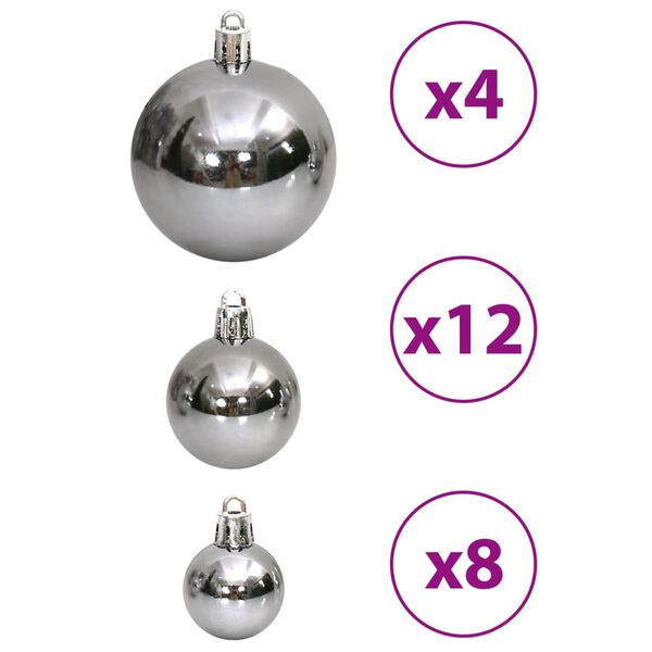 vidaXL Christmas Baubles 100 pcs Grey 3 / 4 / 6 cm