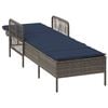 vidaXL Sun Lounger Grey and Navy Blue 55 x 200 x 92 cm Poly Rattan