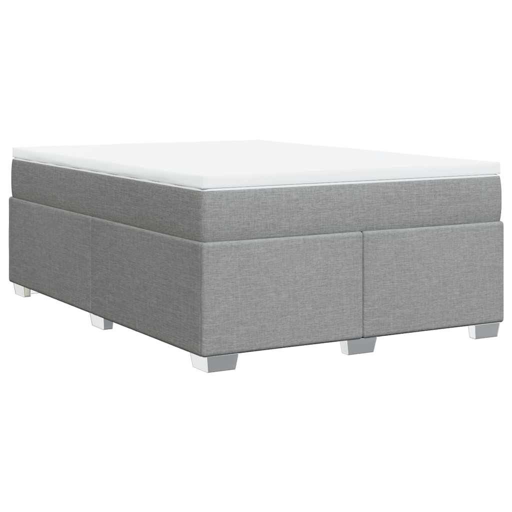 vidaXL Box Spring Bed with Mattress Light Grey Queen Fabric