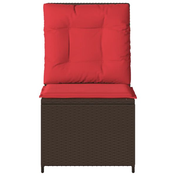 vidaXL Reclining Garden Sofa with Cushions Brown Poly Rattan