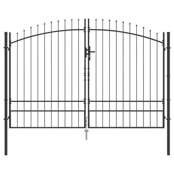 vidaXL Double Gate with Lock Grey 299.5 x 249.5 cm Steel