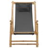 vidaXL Deck Chair Bamboo and Canvas Dark Grey