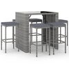 vidaXL 7 Piece Garden Bar Set with Cushions Grey Poly Rattan