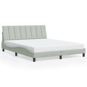 vidaXL Bed Frame without Mattress "Hanko" Light Grey 152x203 cm Queen Velvet
