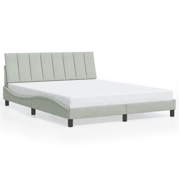 vidaXL Bed Frame without Mattress "Hanko" Light Grey 152x203 cm Queen Velvet