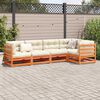 vidaXL 5 Piece Garden Sofa Set with Cushions Wax Brown Solid Wood Pine