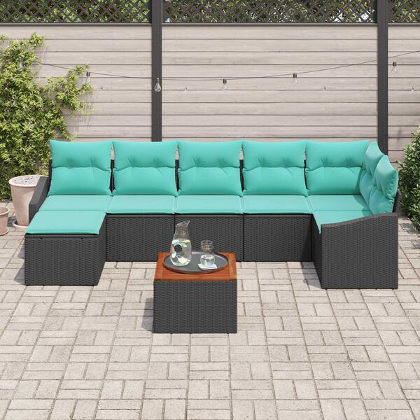 vidaXL Garden Sofa Set 8 pcs Black, turquoise