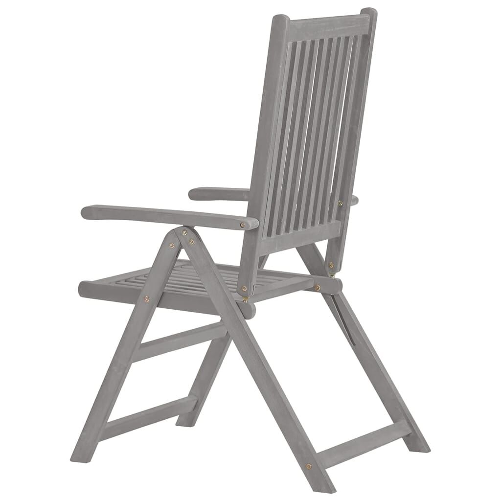 vidaXL Garden Reclining Chairs 2 pcs Grey Solid Acacia Wood