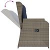 vidaXL Reclining Garden Bench with Cushions Grey Poly Rattan