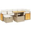 vidaXL 7 Piece Garden Sofa Set with Cushions Beige Poly Rattan