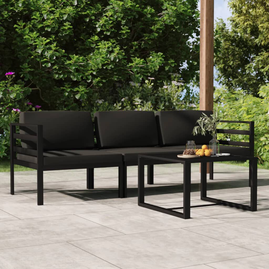 vidaXL 4 Piece Garden Lounge Set with Cushions Aluminium Anthracite