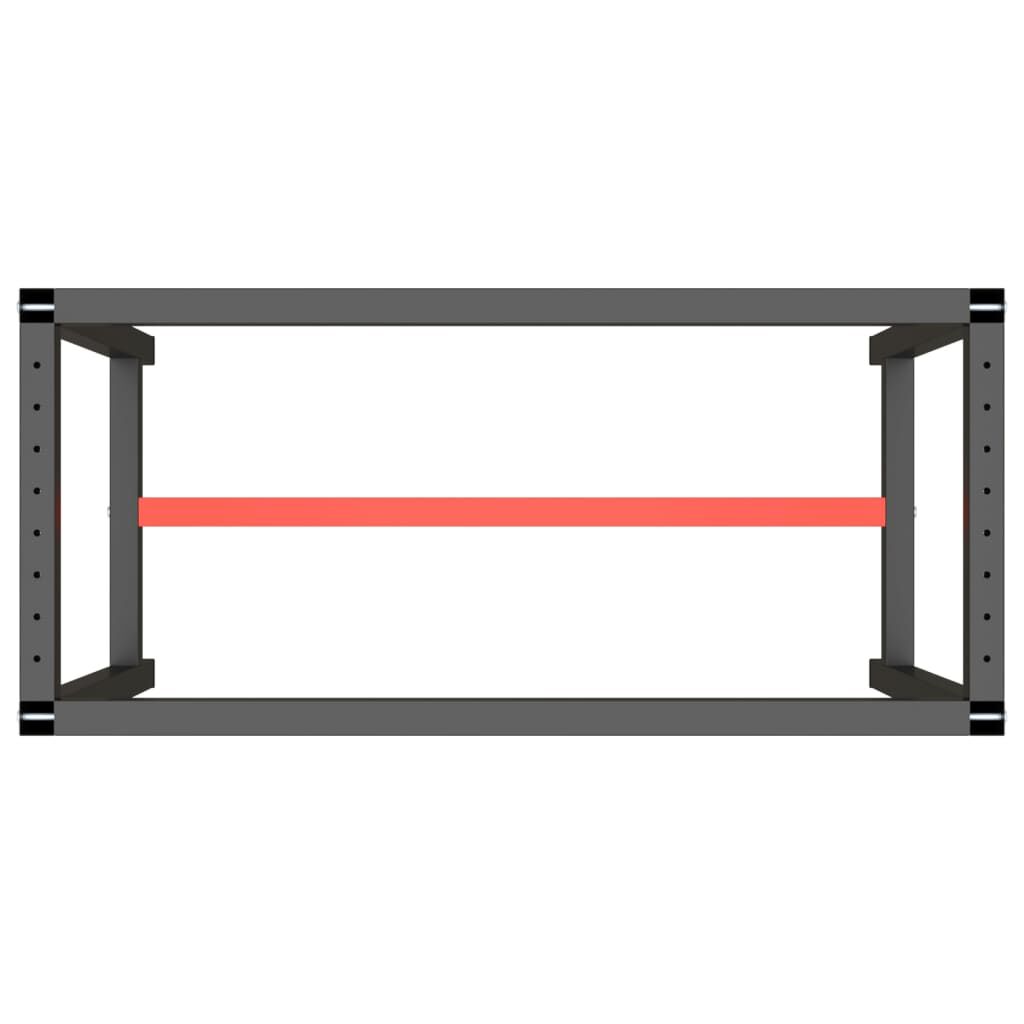 vidaXL Work Bench Frame Matte Black and Matte Red 110x50x79 cm Metal
