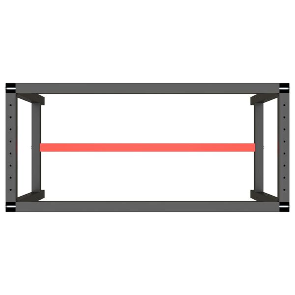 vidaXL Work Bench Frame Matte Black and Matte Red 110x50x79 cm Metal