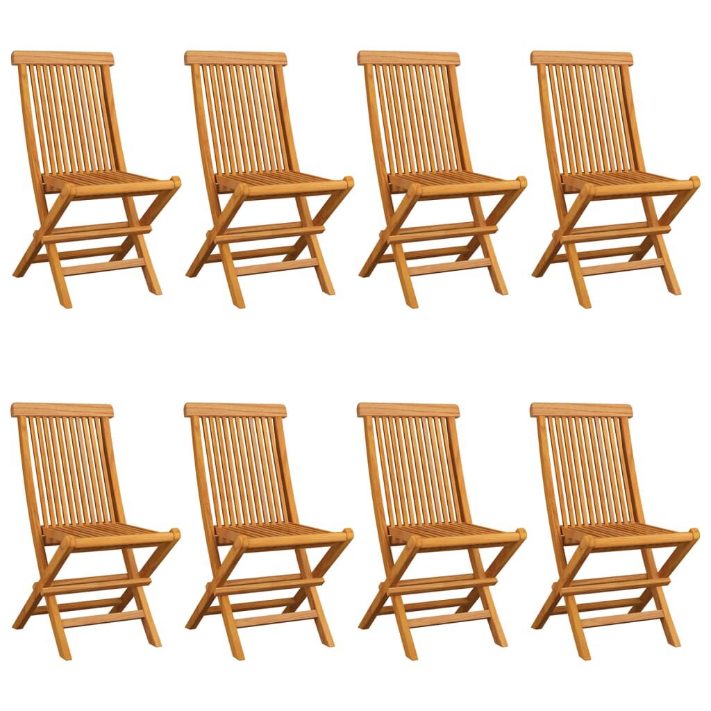 vidaXL Garden Chairs with Blue Cushions 8 pcs Solid Teak Wood