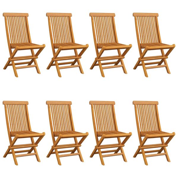vidaXL Garden Chairs with Blue Cushions 8 pcs Solid Teak Wood