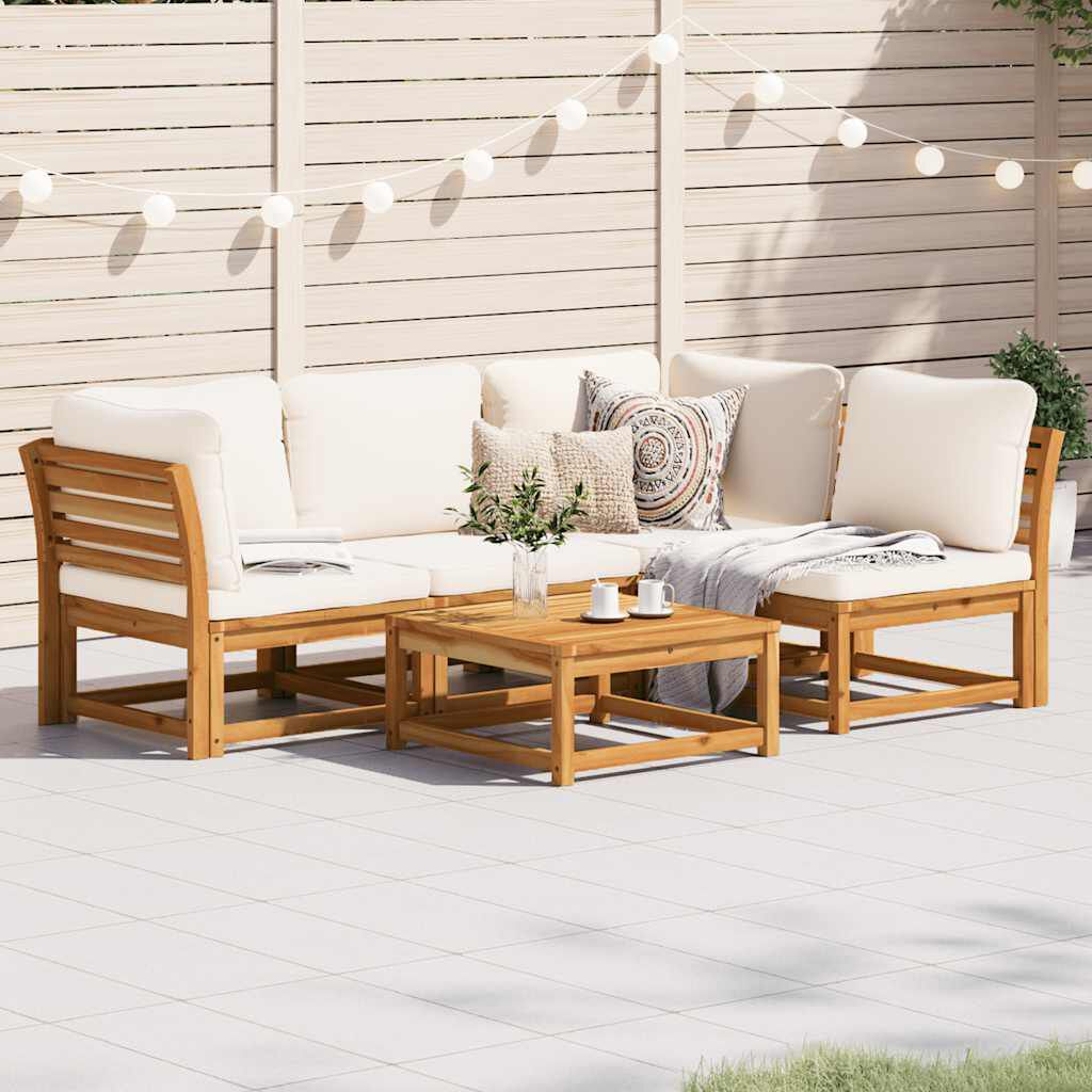 vidaXL 5 Piece Garden Lounge Set with Cushions Solid Wood Acacia