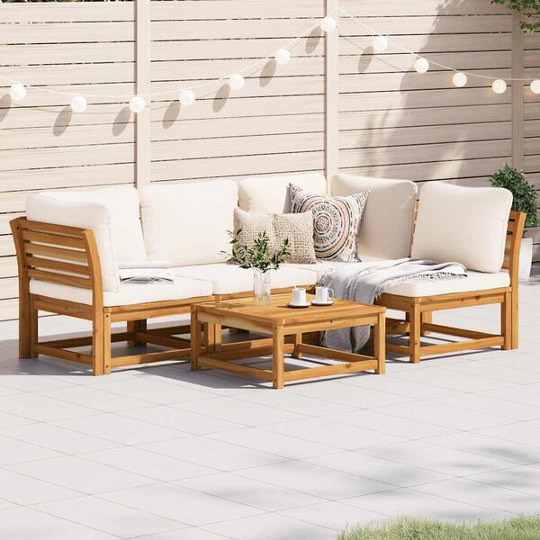 vidaXL 5 Piece Garden Lounge Set with Cushions Solid Wood Acacia