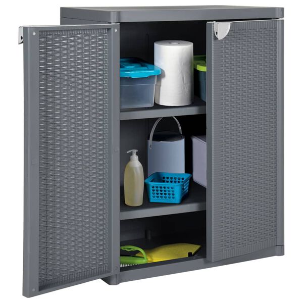 vidaXL Garden Storage Cabinet Grey 65x45x88 cm PP Rattan