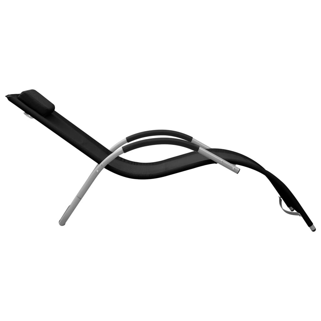 vidaXL Sun Lounger Textilene Black and Grey