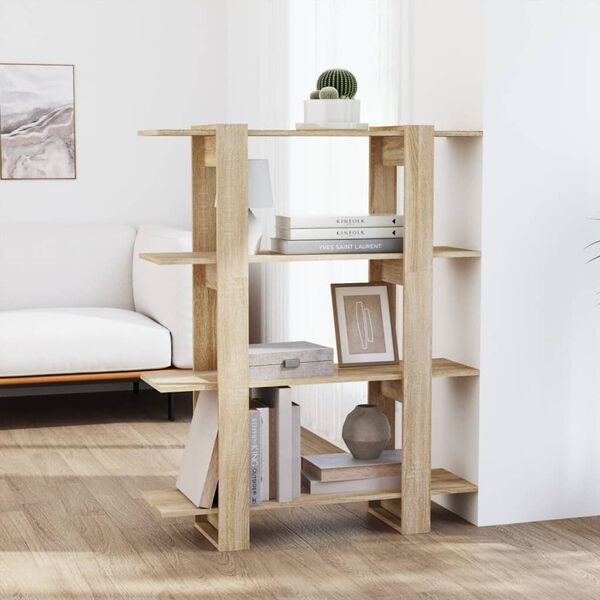 vidaXL Book Cabinet/Room Divider Sonoma Oak 100x30x123.5 cm