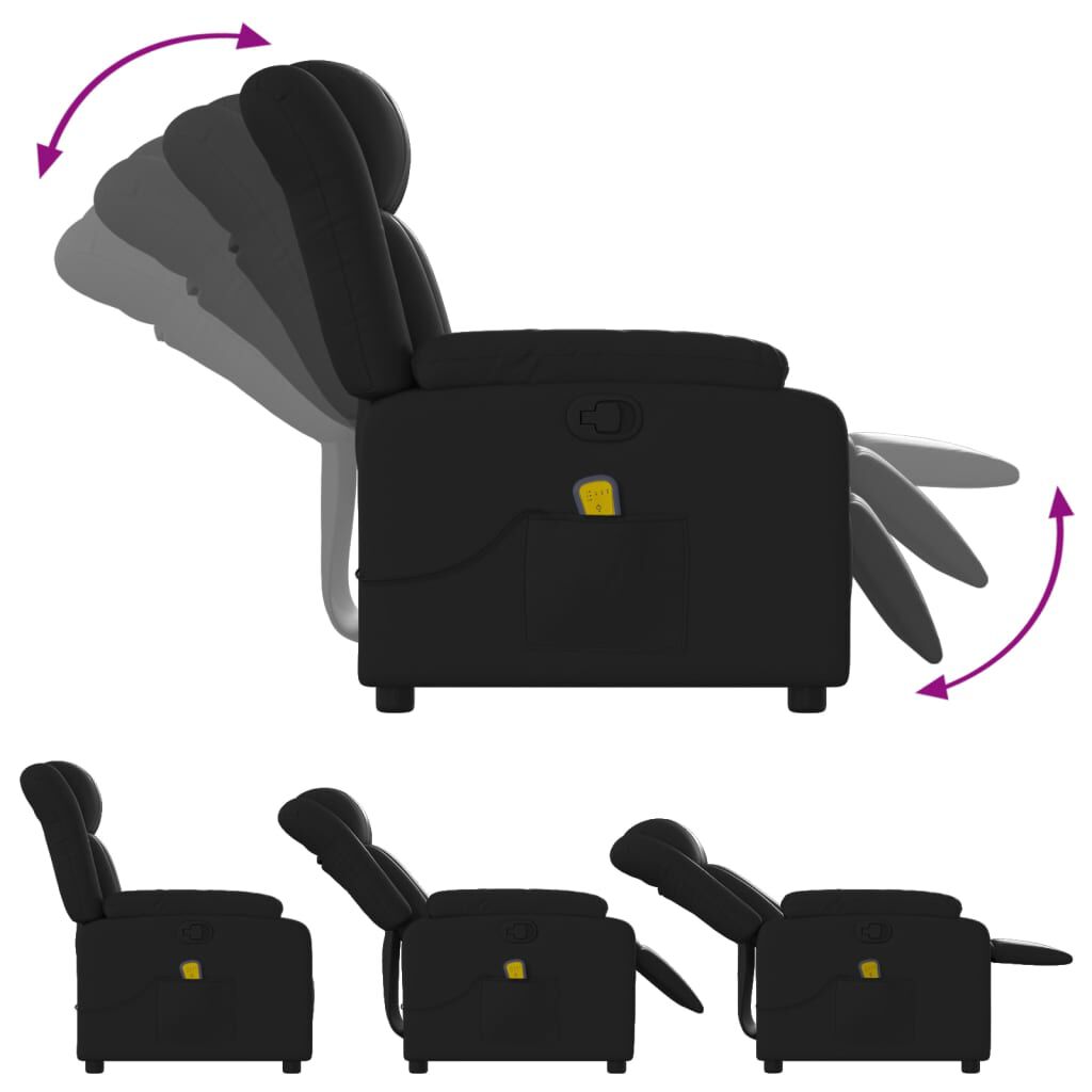 vidaXL Massage Recliner Chair Black Faux Leather
