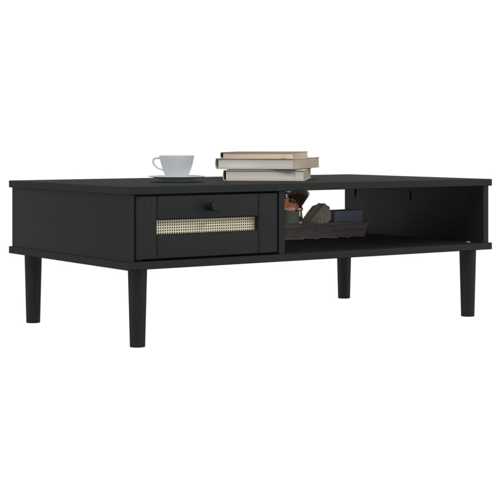 vidaXL Coffee Table SENJA Rattan Look Black 100x55x33 cm Solid Wood