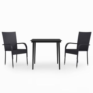 vidaXL 3 Piece Garden Dining Set Black