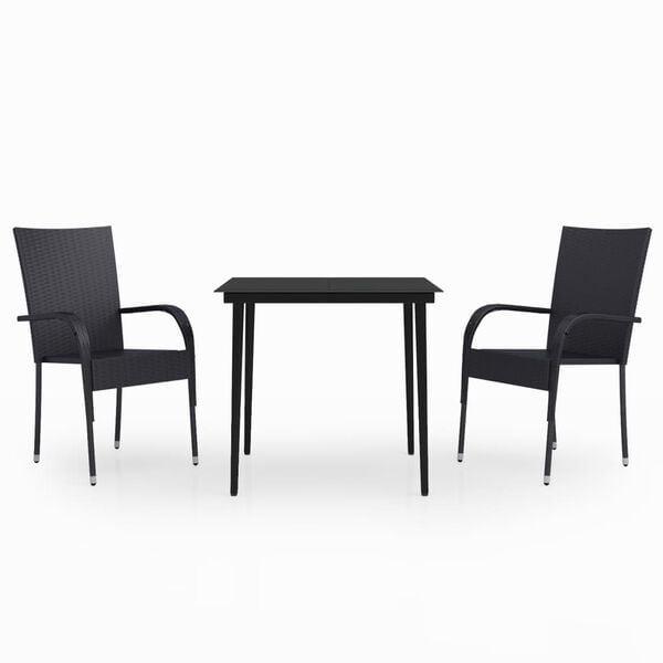 vidaXL 3 Piece Garden Dining Set Black