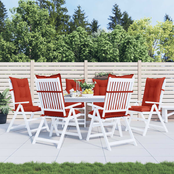 vidaXL Highback Chair Cushions 6 pcs Melange Red 120x50x7 cm Fabric