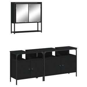 vidaXL 3 Piece Bathroom Furniture Set Black Engineered Wood