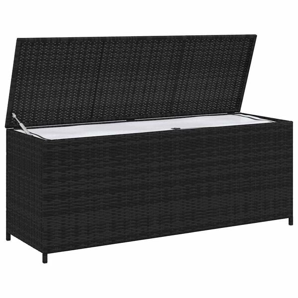 vidaXL Garden Storage Box Black 150x50x60 cm Poly Rattan