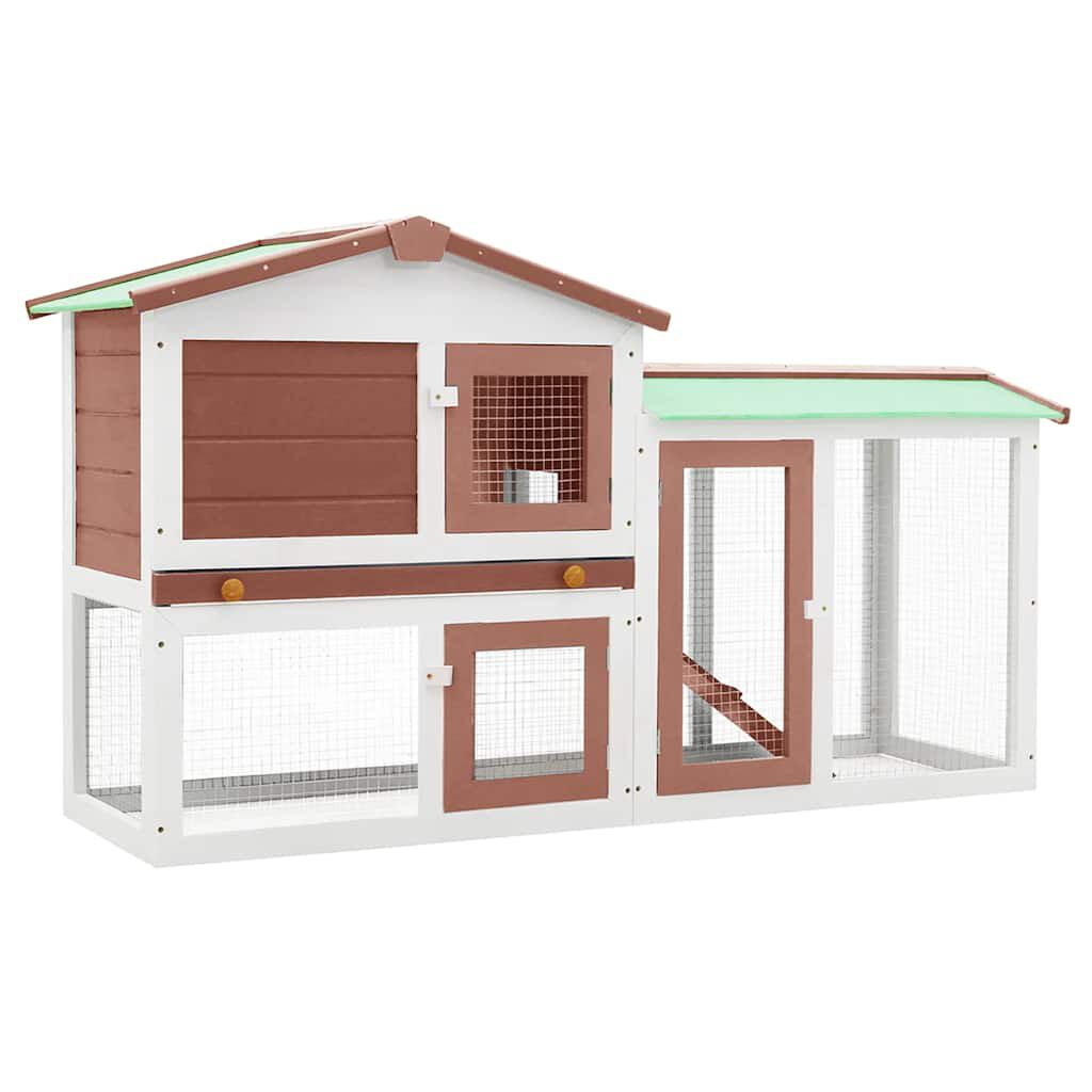 vidaXL Outdoor Large Rabbit Hutch Brown and White 145 x 45 x 84 Wood