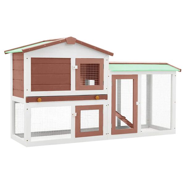 vidaXL Outdoor Large Rabbit Hutch Brown and White 145 x 45 x 84 Wood