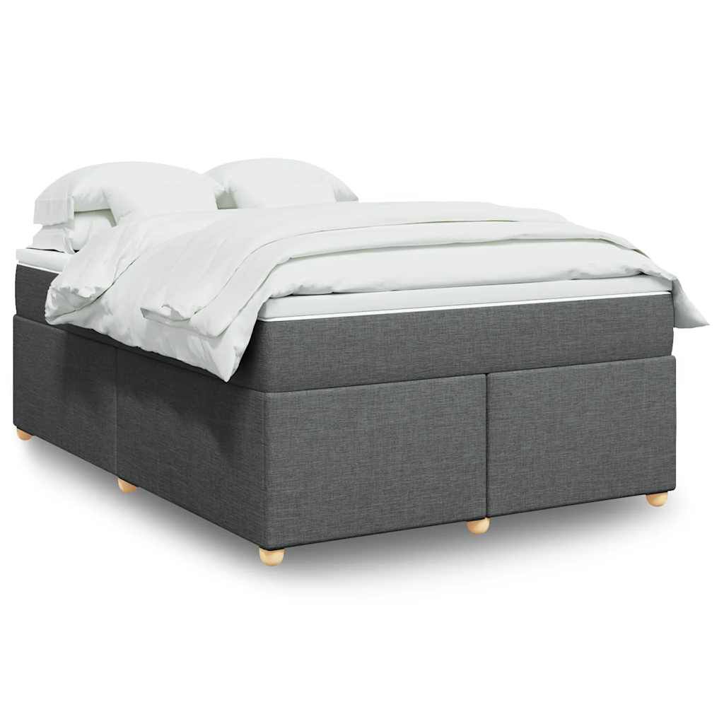 vidaXL Box Spring Bed with Mattress Dark Grey Full Fabric