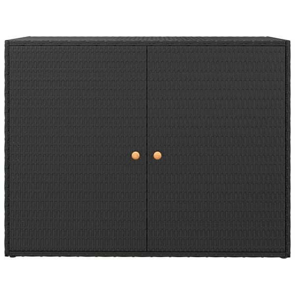 vidaXL Garden Storage Cabinet Black 100x55.5x80 cm Poly Rattan