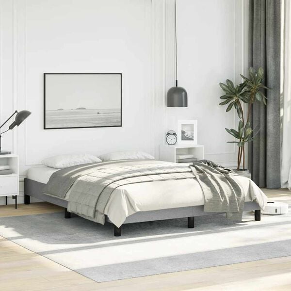 vidaXL Bed Frame without Mattress Light Grey 137x190 cm Full Fabric