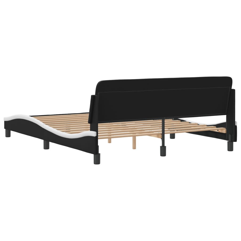 vidaXL Bed Frame without Mattress Black and White 152x203 cm Queen Faux Leather