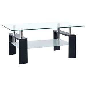 vidaXL Coffee Table Black and Transparent 95x55x40 cm Tempered Glass