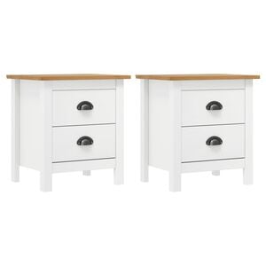 vidaXL Bedside Cabinet Hill 2 pcs White 46x35x49.5 cm Solid Pine Wood