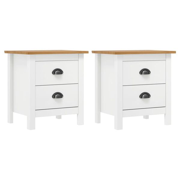 vidaXL Bedside Cabinet Hill 2 pcs White 46x35x49.5 cm Solid Pine Wood