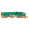 vidaXL 12 Piece Garden Lounge Set with Green Cushions Bamboo