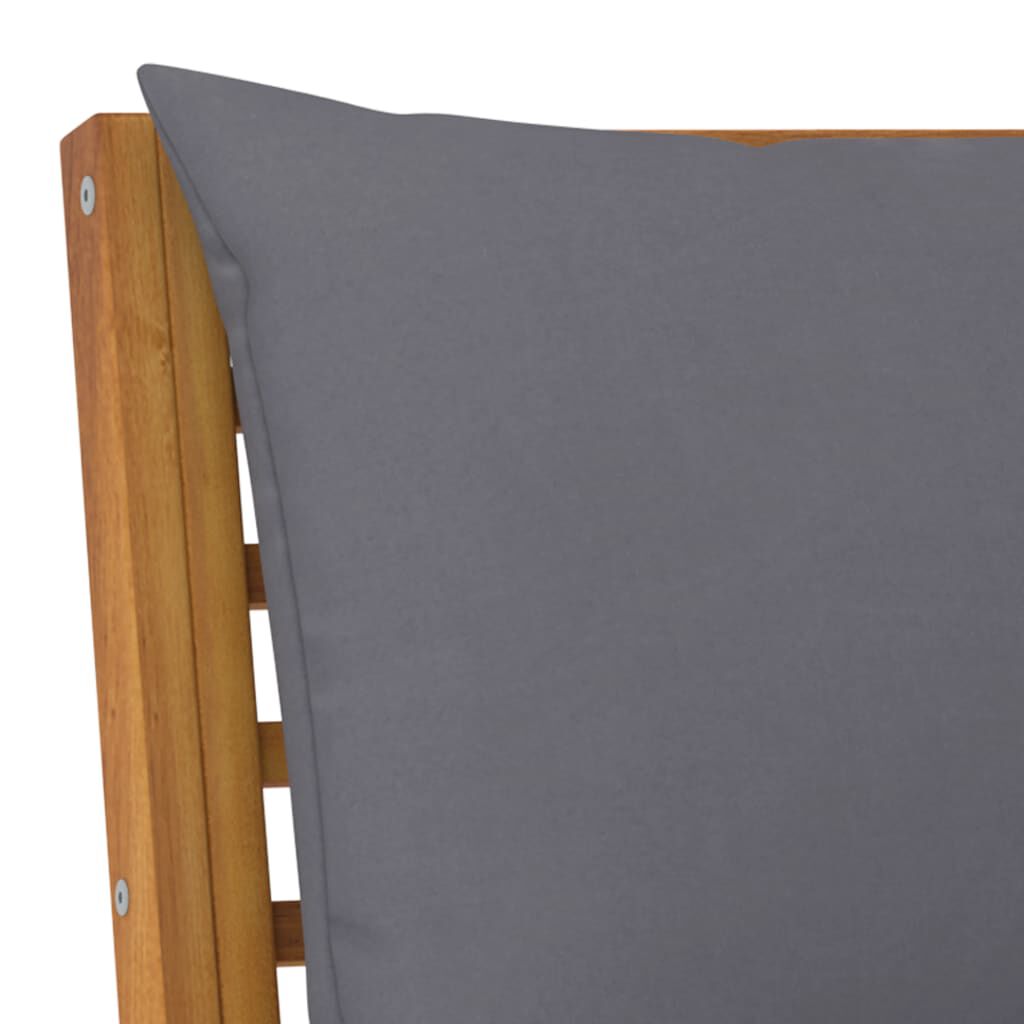 vidaXL Garden Bench 114.5 cm with Dark Grey Cushion Solid Acacia Wood