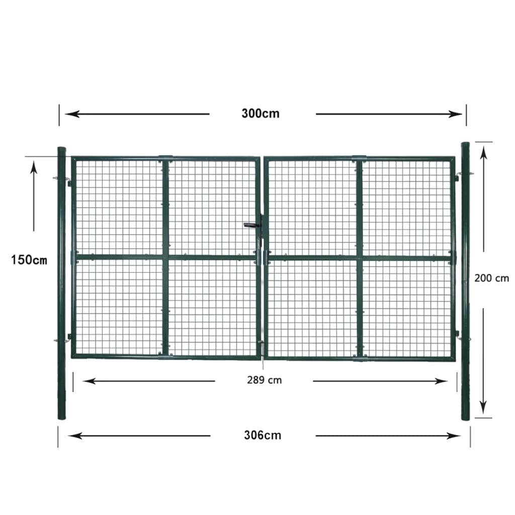 vidaXL Double Door Fence Gate Powder-Coated Steel