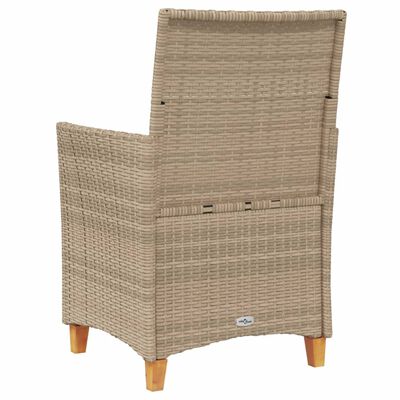 vidaXL Garden Chairs with Cushions 2 pcs Beige Poly Rattan&Solid Wood