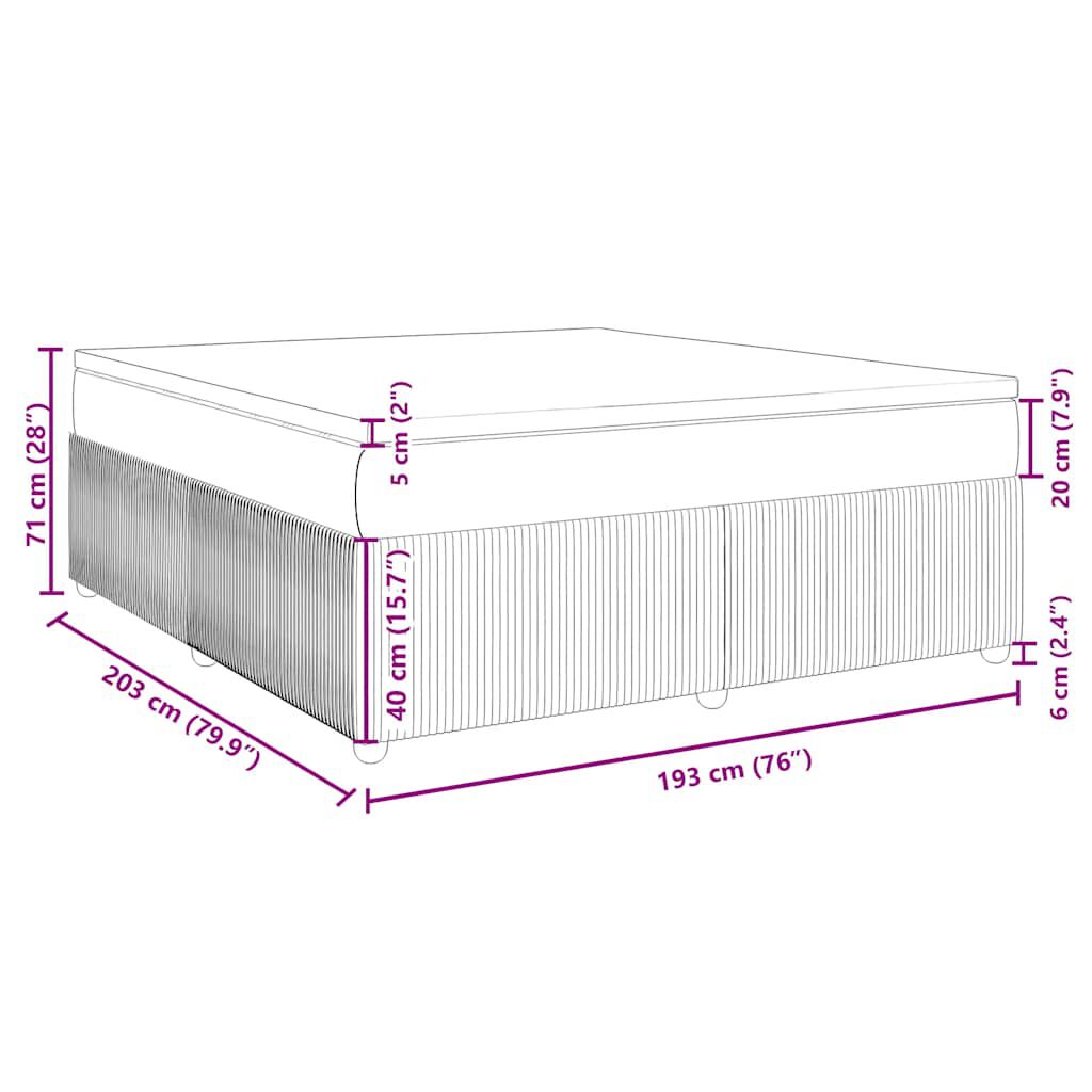 vidaXL Box Spring Bed with Mattress Dark Grey King Velvet