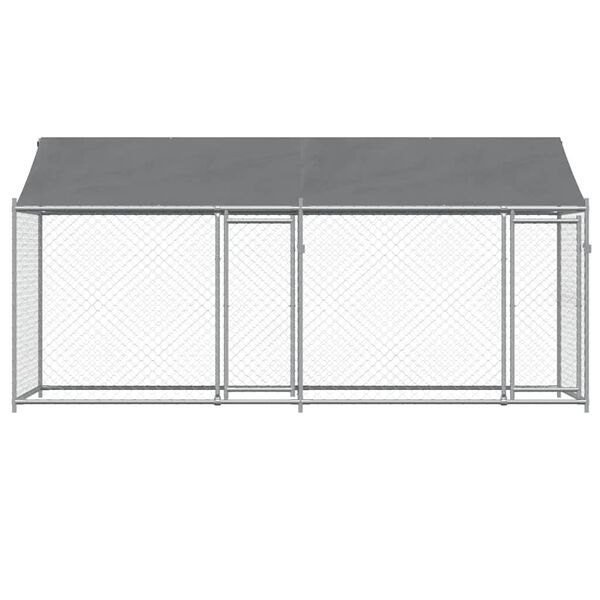 vidaXL Dog Cage with Roof and Doors Grey 4x2x2 m Galvanised Steel