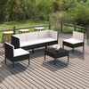 vidaXL 6 Piece Garden Lounge Set with Cushions Poly Rattan Black&nbsp;