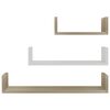 vidaXL Wall Display Shelf 3 pcs White and Sonoma Oak Engineered Wood