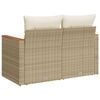 vidaXL Garden Sofa with Cushions 2-Seater Beige Poly Rattan